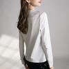 Satin jacquard splicing crew neck shirt blouse summer new thin light Chinese top women