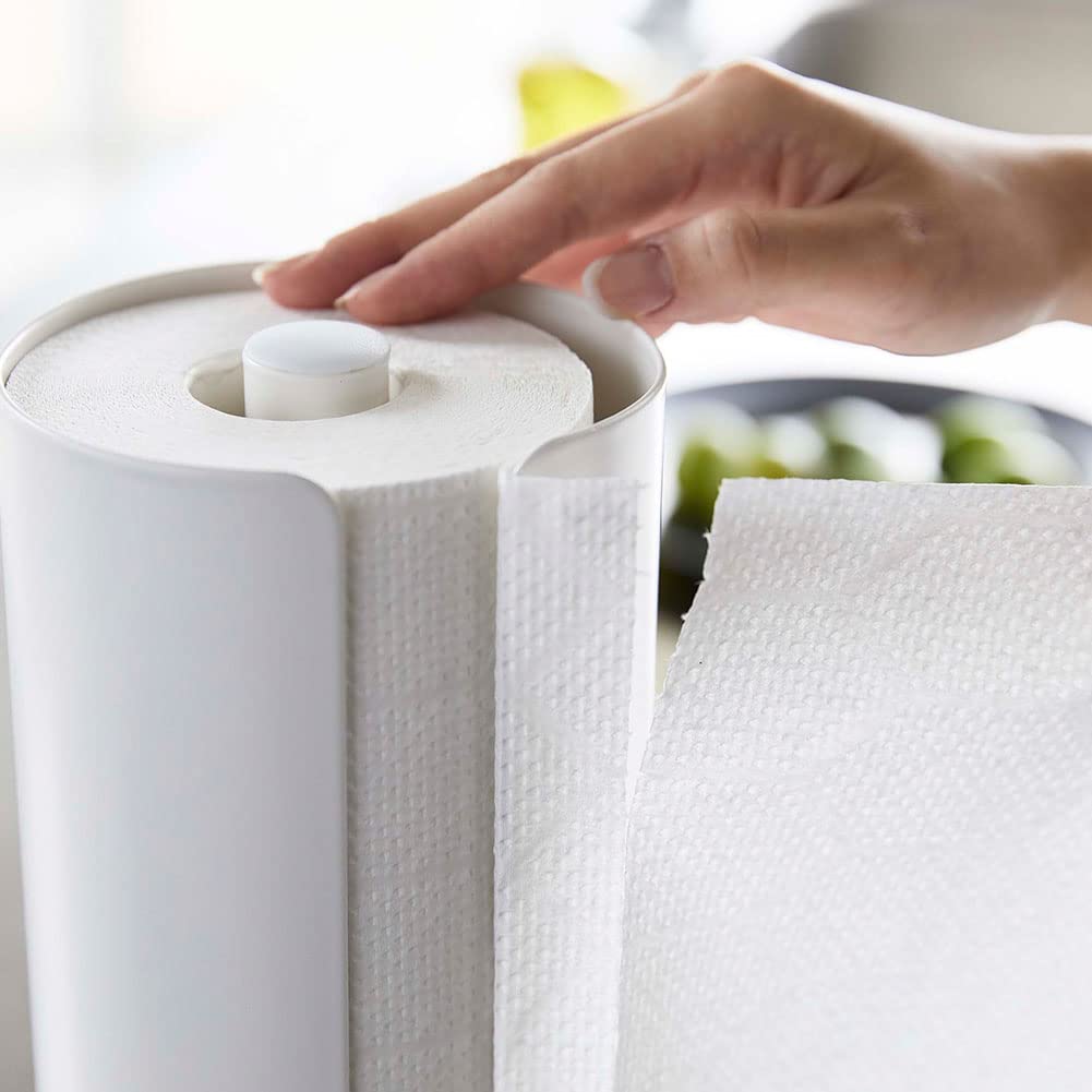 Yamazaki Jitsugyo (Yamazaki) Concealable Kitchen Paper Holder White Approx. W11.5XD11.5XH24.5cm Tower Easy to Cut Kitchen Roll Holder 5571