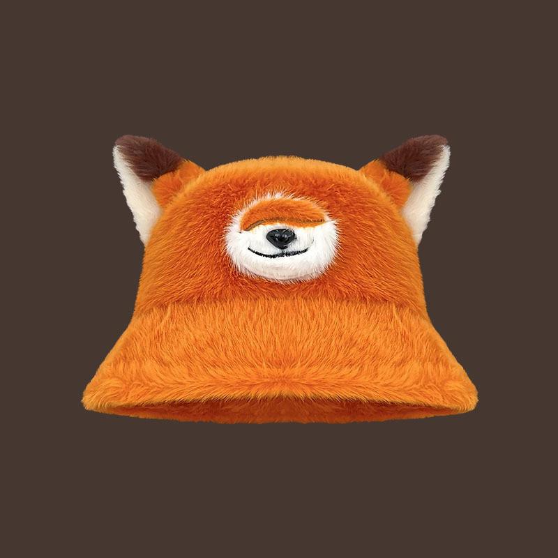 Fox Cosplay Plush Fisherman Hat With Thermal Function For Seasonal Wear
