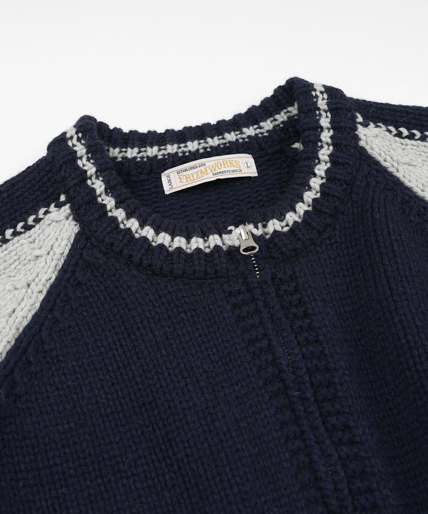 Frizmworks Wool Varsity Zip Up Cardigan _ Navy
