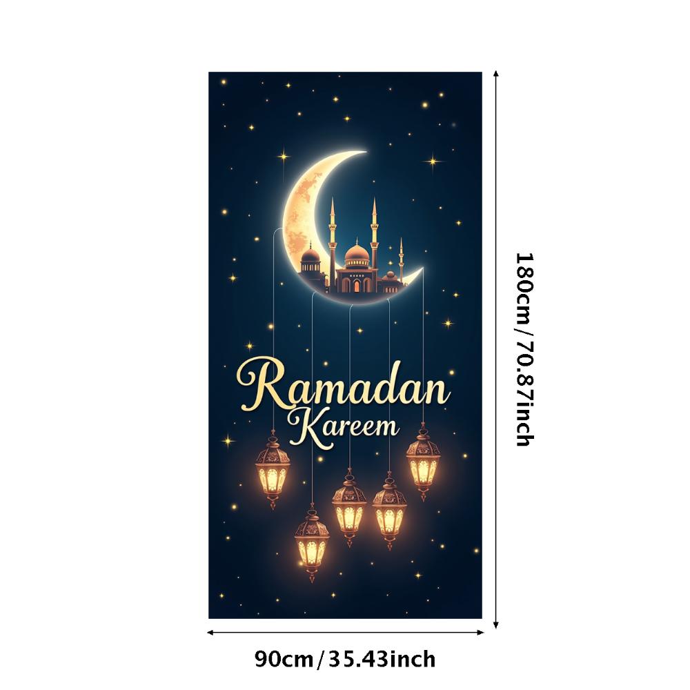 Ramadan Kareem Banner Mosque Lanterns Festive Welcome Backdrop Ramadan Mubarak Party Home Decor Photography Props Background