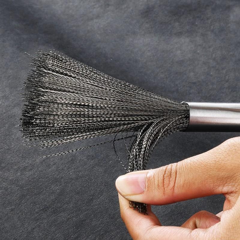 1/2Pcs Stainless Steel Pot Brus Multi‑Functional Cleaning Brush With Steel Handle Household Cleaning Brush For Kitchen Bathroom