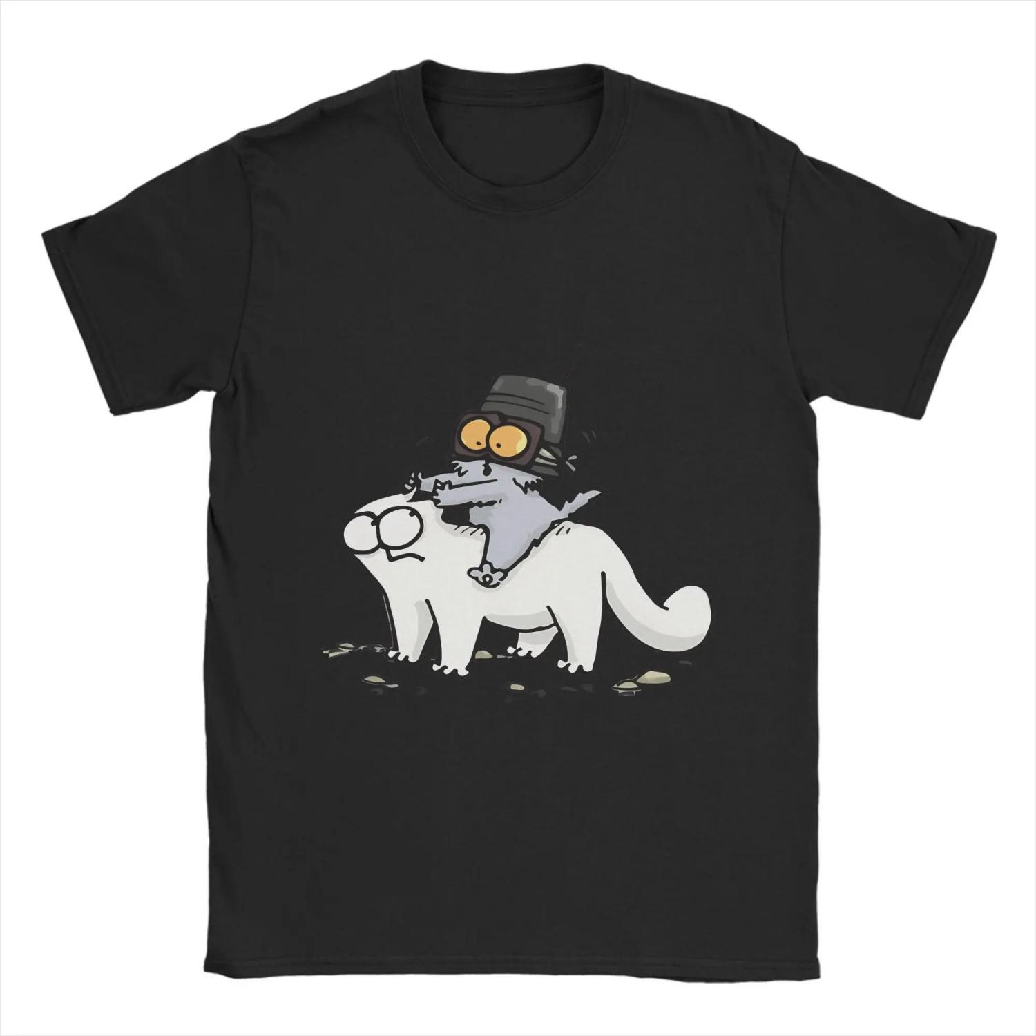

Vintage T-Shirt Beach Simons Cat Hip Hop T-Shirts Cotton Tee Shirt for Men Y2K Funny Plus Size 6XL Short Sleeve Tops XXXXXL чорний