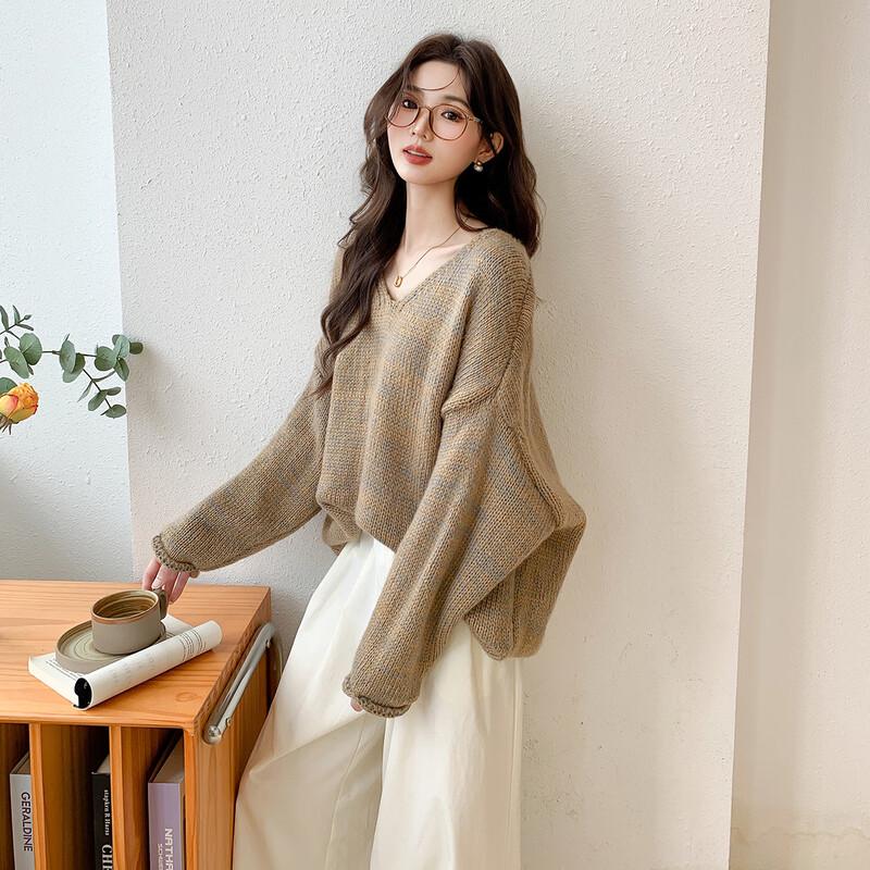 MOCANA Women's V-Neck Loose Knit Sweater