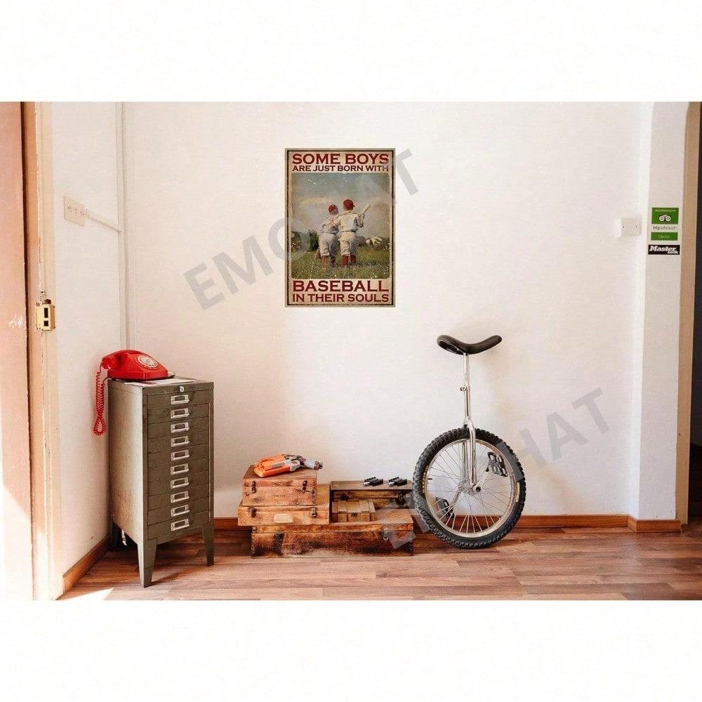 Vintage Baseball Tin Sign Metal Wall Art Decor Poster Boys Gym Garage