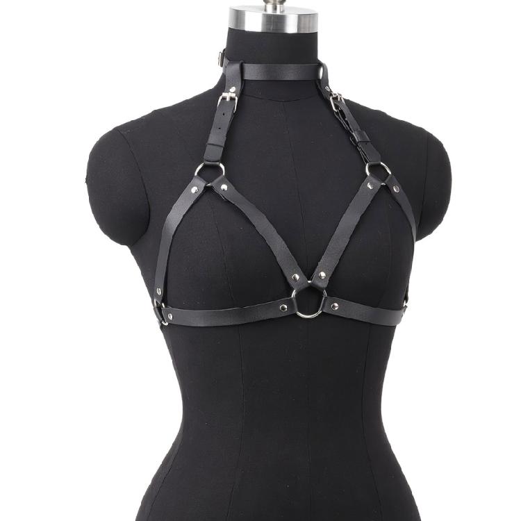 Adjustable Punk Waist Body Chain Belt Gothic Style PU Leather Halter Chest Harness For Women Daily Wear and Parties