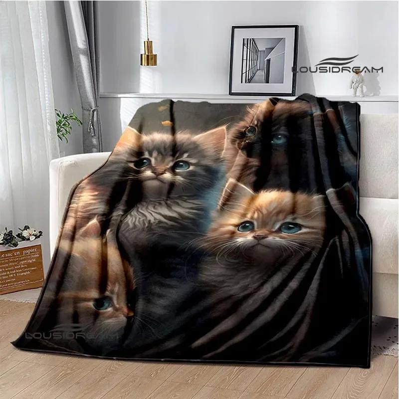 3D Cute Cat Printed Blanket Flannel Warm Blankets Soft and Comfortable Blanket Bed Linings Cubre Cama Birthday Gift