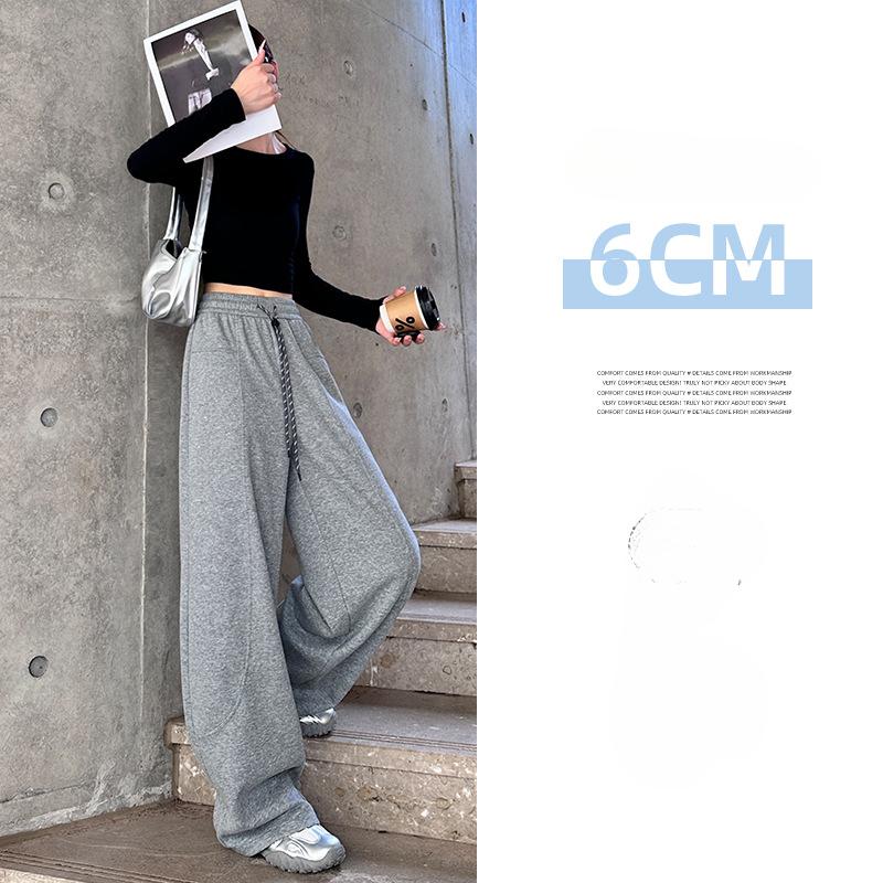 Banana Sports Pants Women's Autumn/winter Solid Straight Loose Sweatpants Casual Narrow Curved Knife Wide Leg Pants