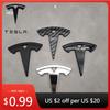 Car Sticker 3D ABS Chrome Black Logo Car Steering Wheel Cover Sticker Badge Emblem For Tesla Model 3 Y X S Decals Replacem