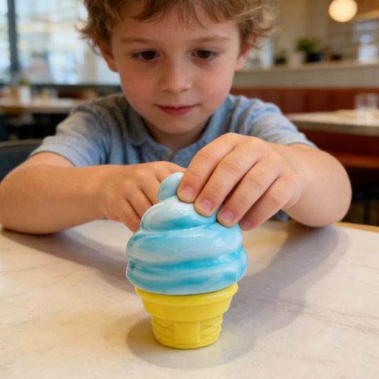 Mini Ice Cream Cone Squeeze Toy Cute TPR Stress Relief Fidget for Kids Adults Soft Slow-Rising Decompression Gadget for Anxiety Boredom Novelty Party