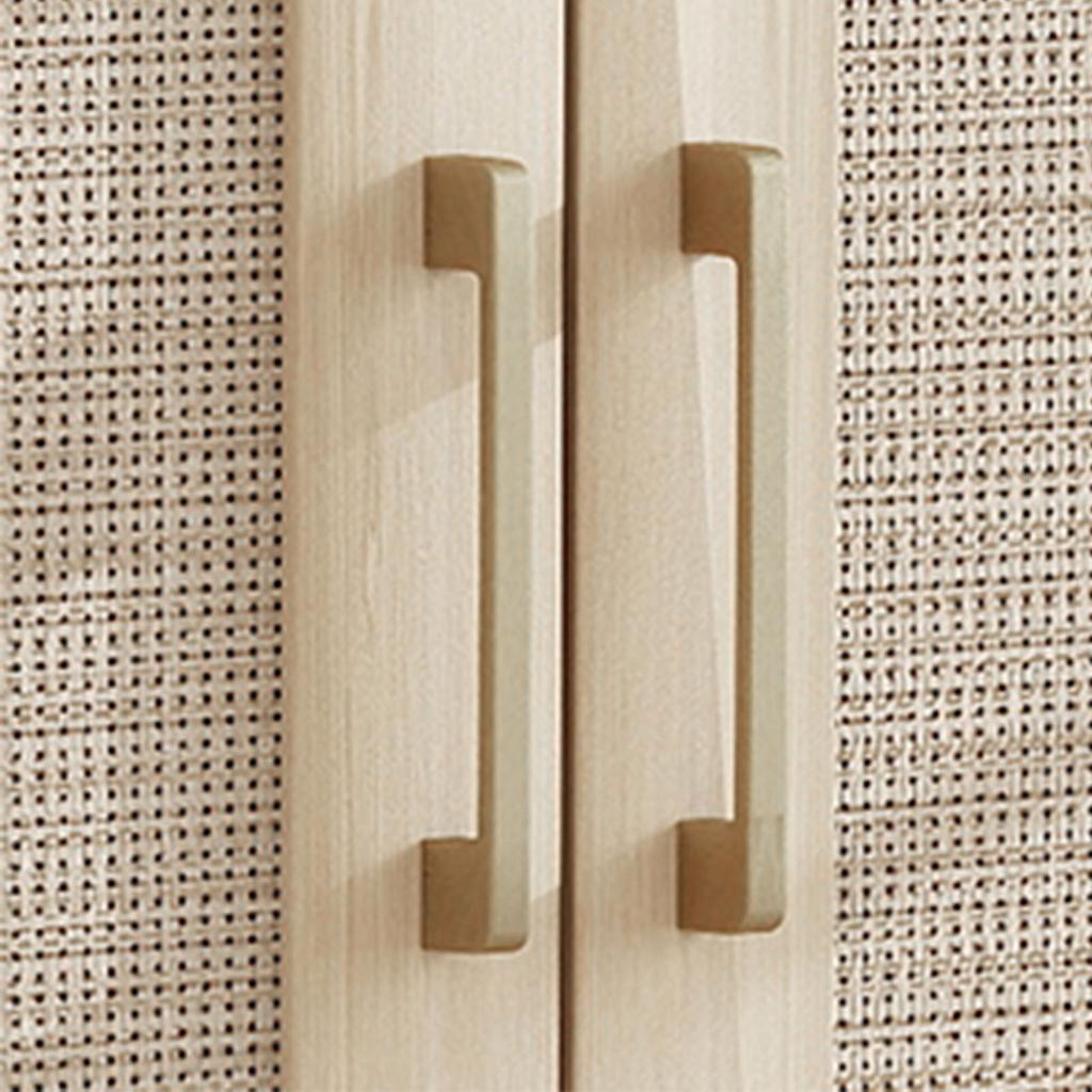 78x38x82cm Buffet Cabinet with Rattan Decor Doors Solid Wood Feet Multifunctional Sideboard Cabinet for Dining Room Kitchen