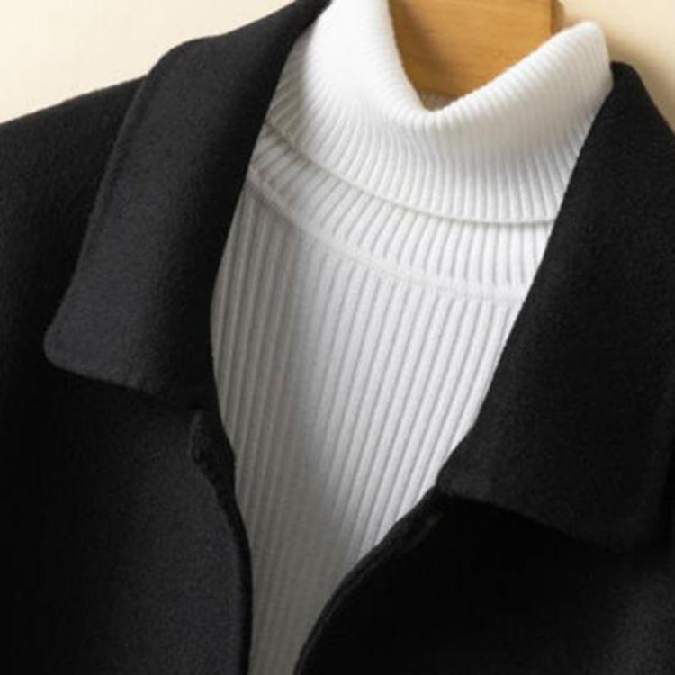 Women Single Breasted Pea Coat Mid Length Wool Blend Trench Coat Notch Lapel