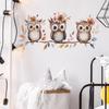 Cute Cartoon Owl On Branch Wall Stickers, Self-Adhesive Decor for Kids Bedroom Entryway Home Decoration