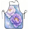 1pc Purple Peony Floral Art Print Apron, Durable and Easy To Clean, Adjustable Waistband, Polyester Material, for Kitchen Cooking, Gardening, Orchard