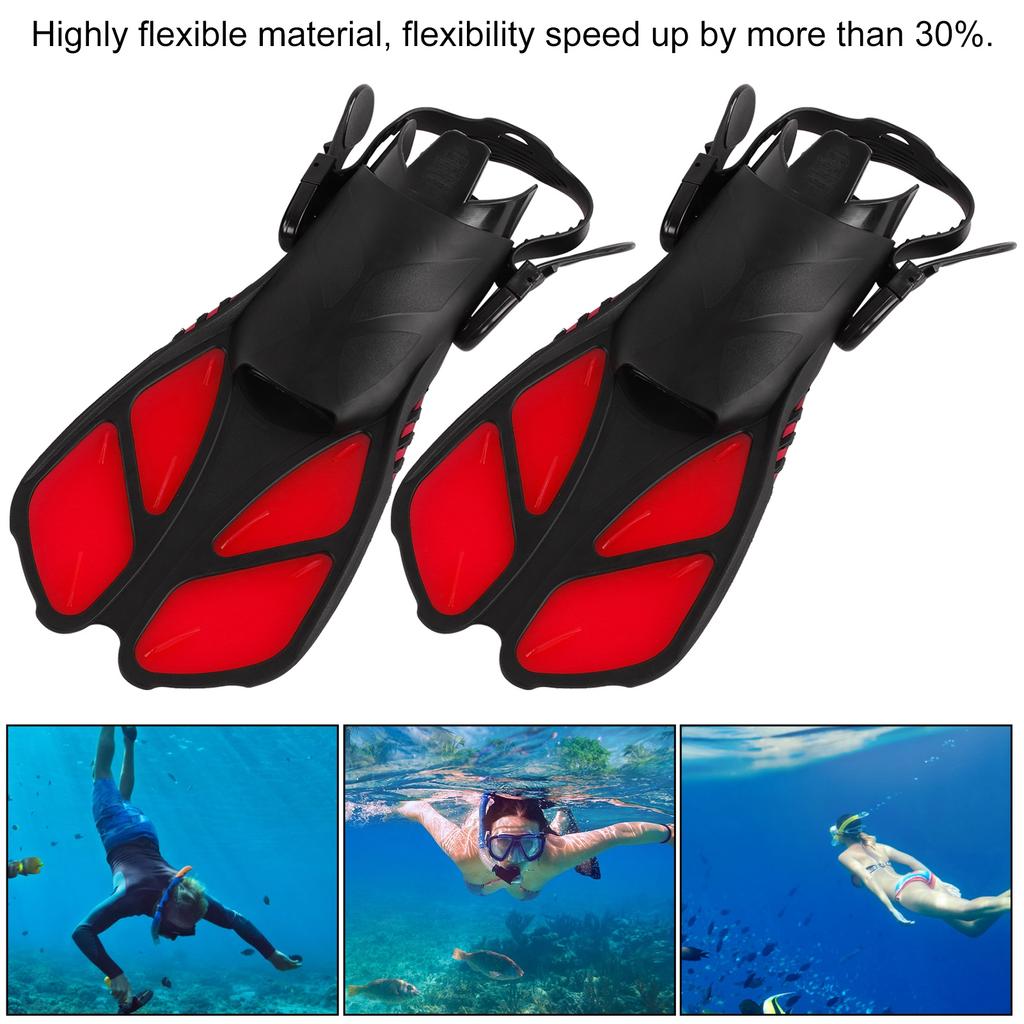 1 Pair Adjustable Swim Fins Soft TPR Open Heel Long Diving Flippers for Snorkeling
