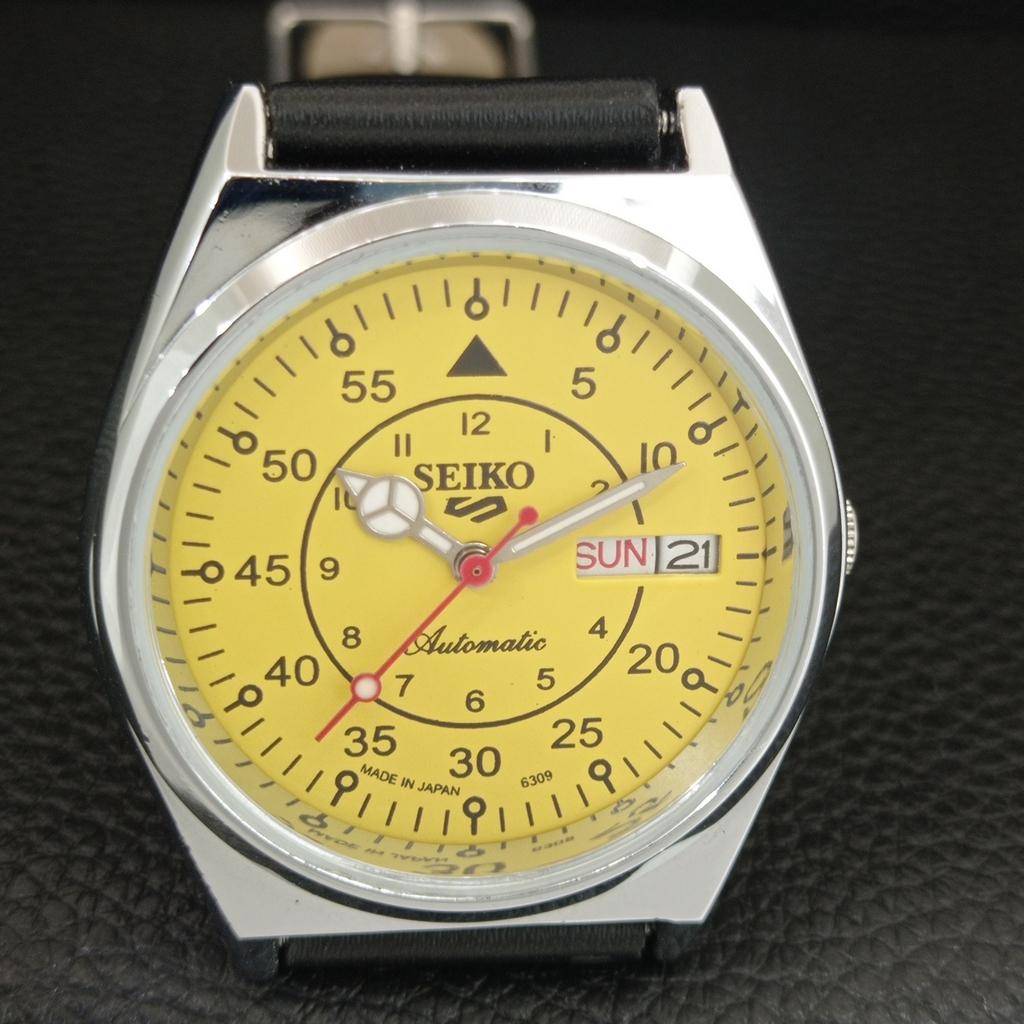 JAPAN VINTAGE REFURBISHED SEIKO 5 AUTOMATIC MENS YELLOW DIAL WATCH A444816-1