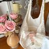 Mesh Hollowed Women's Daisy Vest Bag Large Capacity Girls Shoulder Bags Travel Tote Shopping Bag Summer Flower Female Handbags