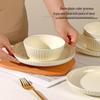 Sicun Cream White Vertical Stripe Dinnerware Set