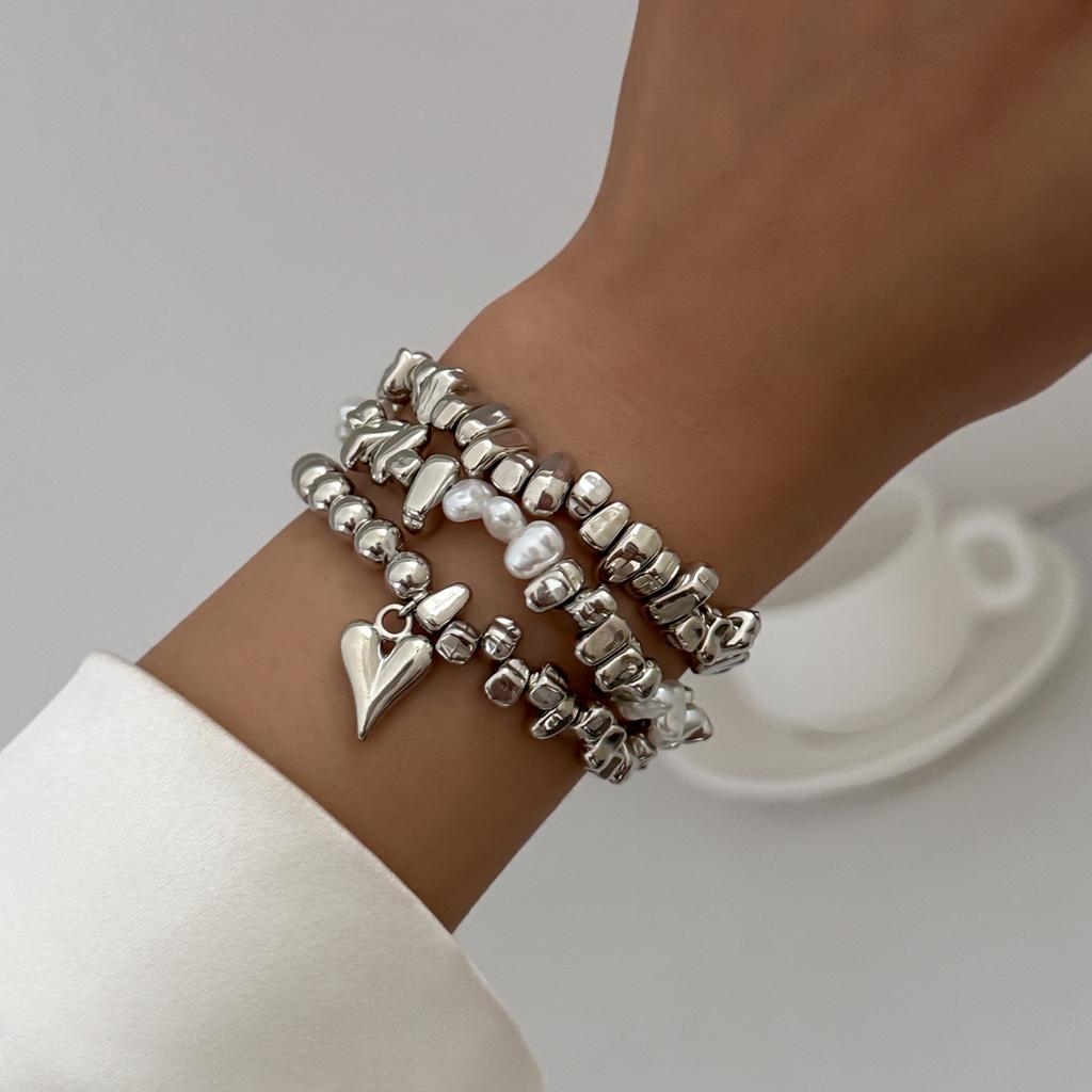3Pcs/Set Irregular CCB Stone Chain Bracelets Jewelry Party Accessories Geometric Heart-Shaped Pendant Bracelet 2025 New