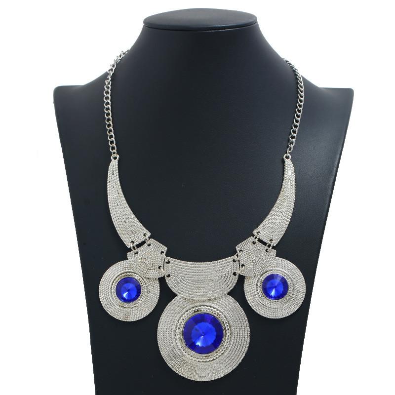 Vintage Geometric Alloy Pendant With Gemstone Embellishments For Fashionistas