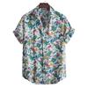 Summer Men's Fashion Trend Short-Sleeved Beach Print Single-Breasted Lapel Shirt