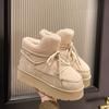 Fashion Platform Cross Strap 2025 Winter New Cotton Shoes with Fleece and Thickening Thermal Short Tube Slip-on Snow Boots