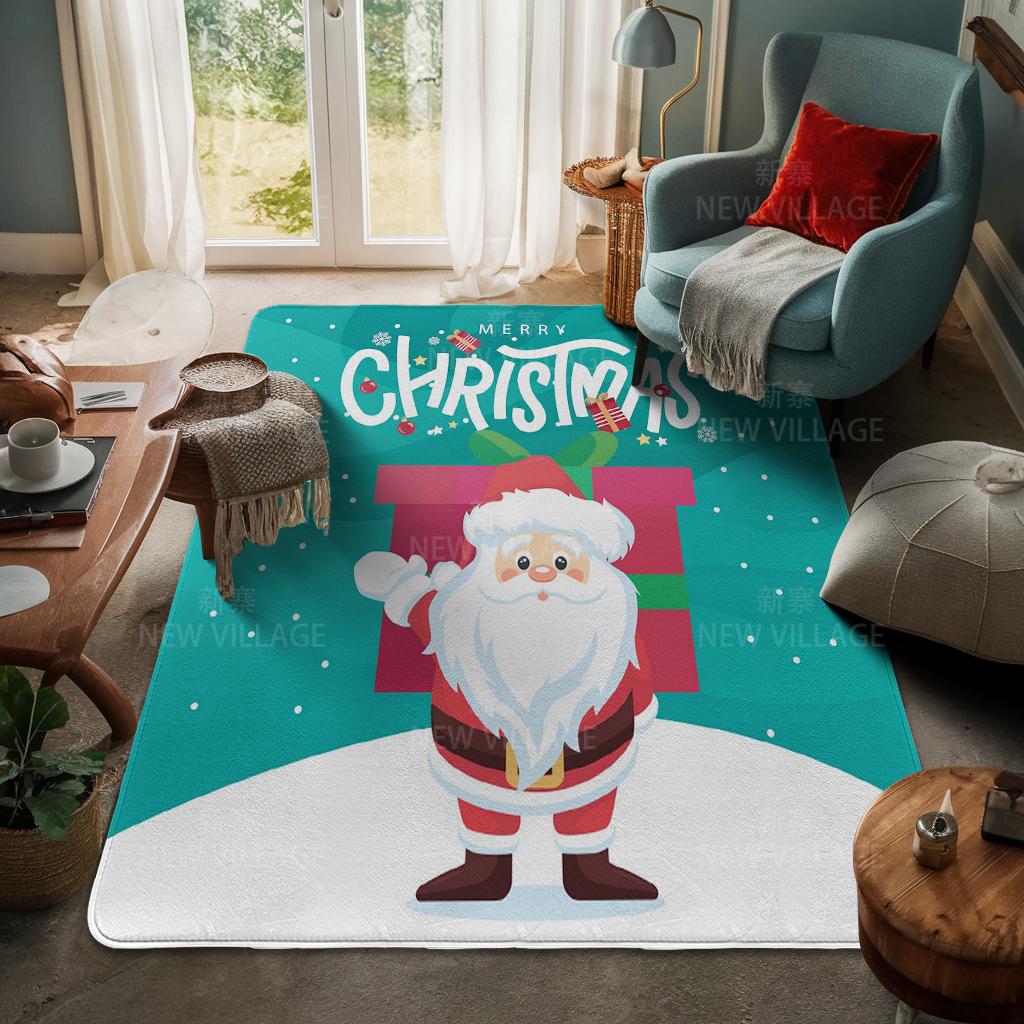 House Entrance Carpet Home Door Mat Living Room Bath Foot Bathroom Non-slip Water Absorption Rugs Bath Merry Christmas Winter