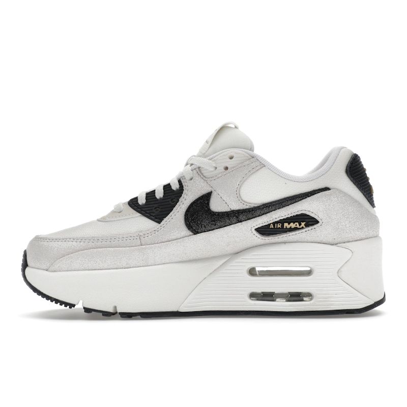 Nike  Air Max 90 LV8 White Metallic Gold Black Women Sneakers Team-Red HQ3497-100