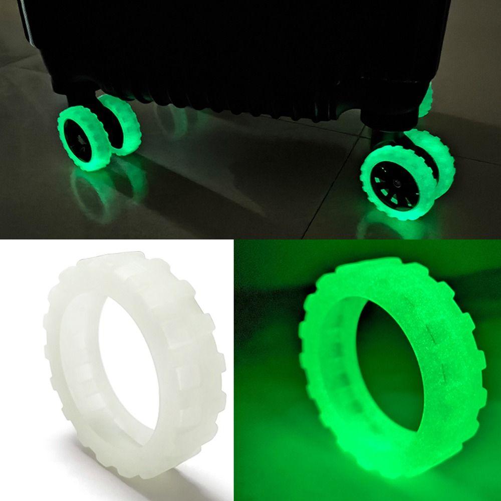

8PCS Fluorescent Luminous Luggage Caster Shoes Silent Sound Trolley Box Casters Cover Pink S