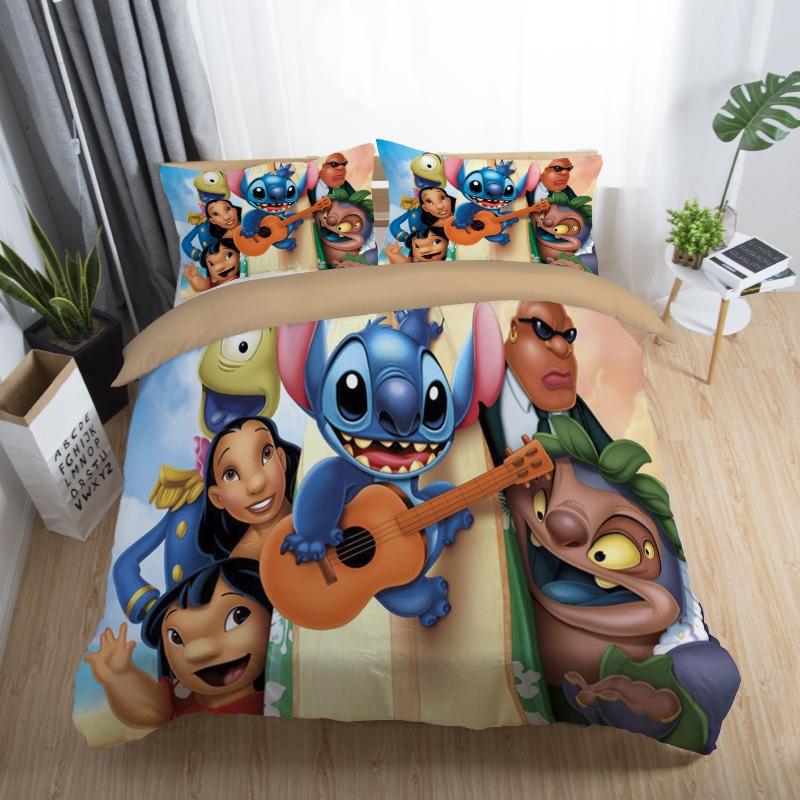 Luxurious 3d Cartoon Stitch Anime Bedding Set With Comforter Cover And Pillowcase