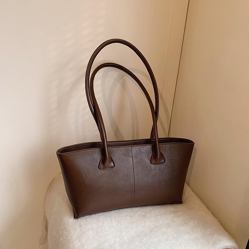 

Burgundy Underarm Shoulder Bags For Women Pure Color PU Leather Large Capacity Casual Tote Bags Winter Luxury Handbags 42x20x9.5cm
