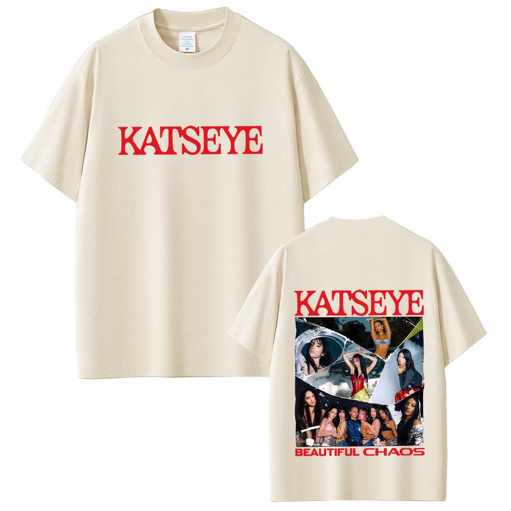 Korean Girl Group KATSEYE Beautiful Chaos Graphic Summer Mens Womens Casual Fashion Y2k Oversized Pure Cotton Tshirt S