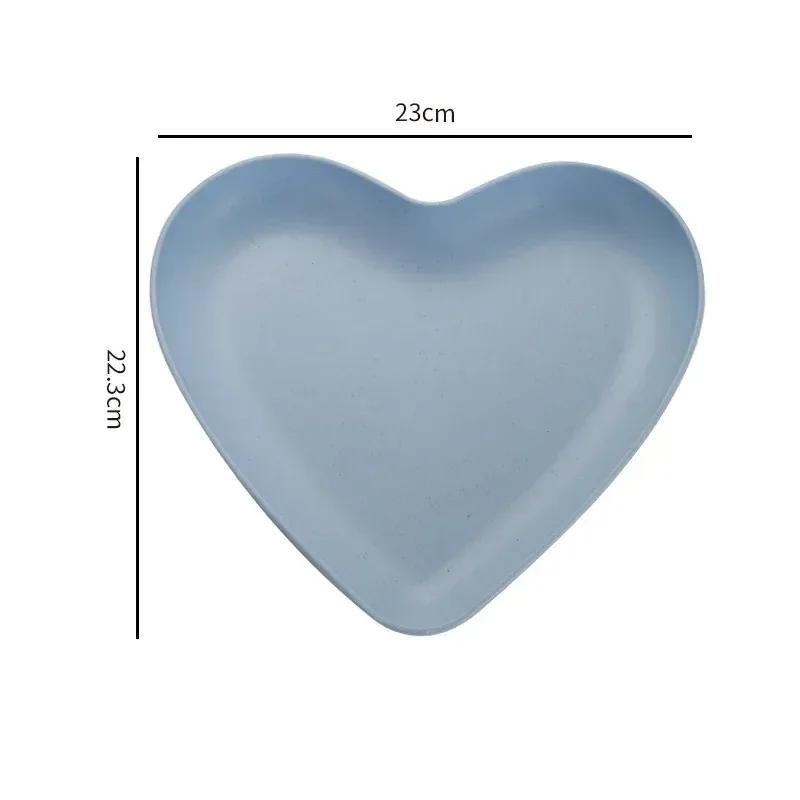 Love Heart Snack Plate Wheat Straw Dish Cake Dessert Salad Tray Dining Table Garbage Plate Fruit Plate Kitchen Tableware
