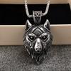 Vintage Stainless Steel Men's Pendant Single Sided Viking Wolf Head Necklace