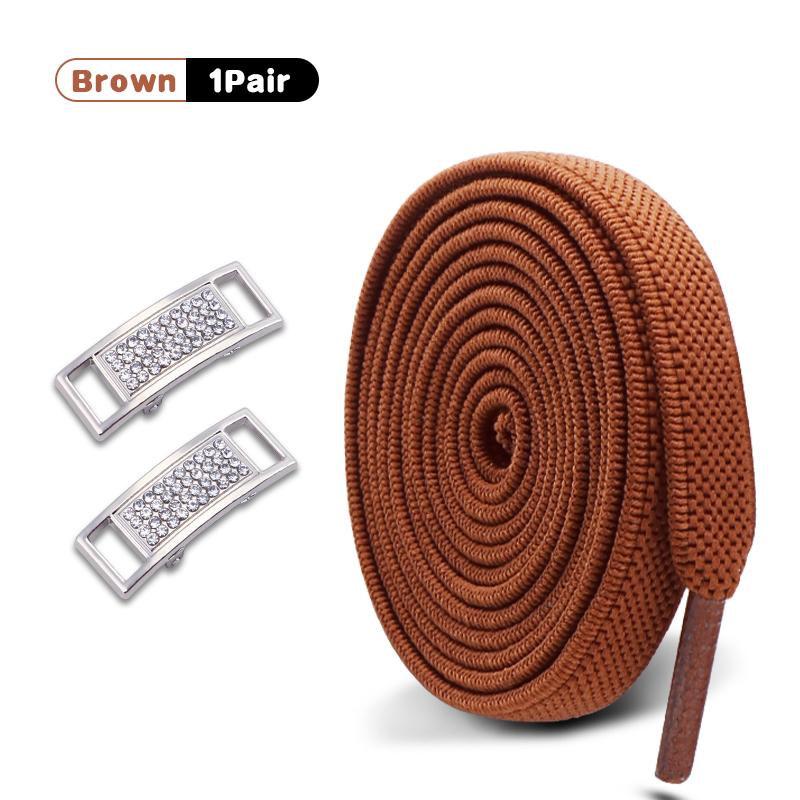 1Pair Diamond Lock Shoelaces Without ties Elastic Laces Sneakers No Tie Shoe laces Kids Adult 0.8cm Flat Shoelace for Shoes