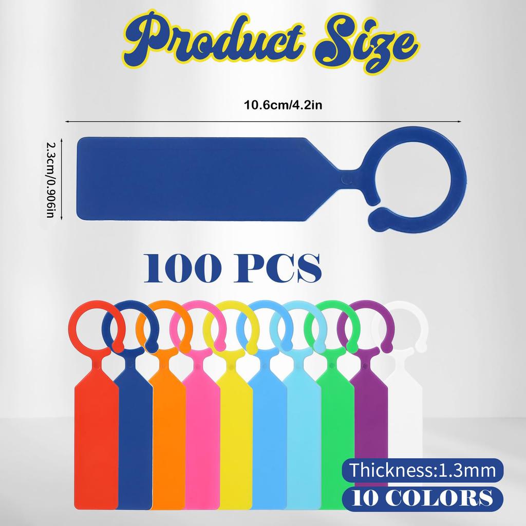 100PCS 10.7x2.3CM Plastic Garden Hanging Plant Tags Ring Label Hook Tree Marker Nursery Stake Greenhouse Bonsai Collar Signs