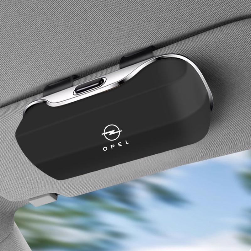 For Opel Car Sunglasses Holder, ABS Visor Glasses Case Clip Carbon Fiber Texture Car Sun Visor Glasses Box Storage