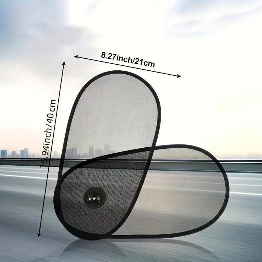 Foldable Car Side Window Sun Shade Mesh Curtain, Adjustable Uv Protection Visor With Suction Cups