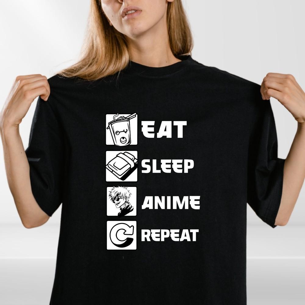 Eat Sleep Anime Repeat T-shirt | Funny Anime Shirt for Men Women | Anime Manga