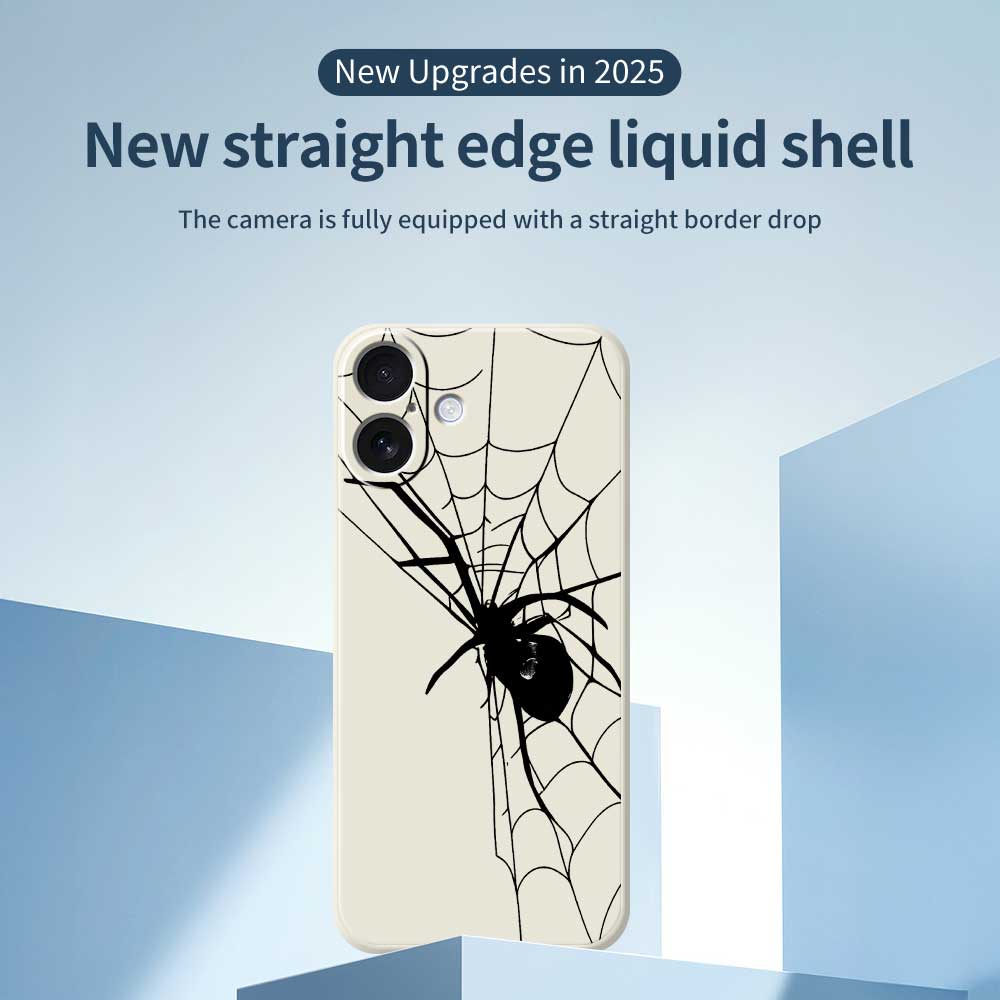 For iPhone 17 Case Spider Pattern Printing Straight Edge TPU Phone Back Cover
