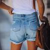 Women's Versatile Ripped Summer Shorts - Washed Straight-Leg Jeans