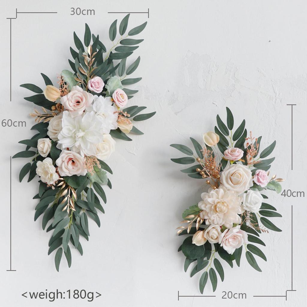 2x Artificial Floral Swag Farmhouse Wedding Arch Flowers Welcome Sign Decoration for Party Wall Reception Holiday Ceremony