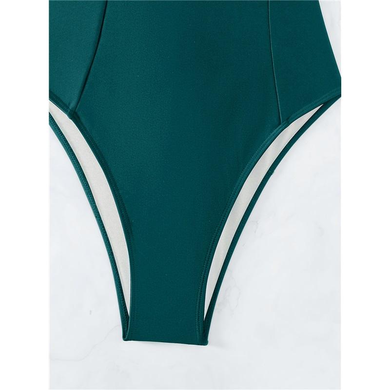 Nuovo costume da bagno intero slim conservativo tinta unita bikini da spiaggia vuoto schiena bellissima intero