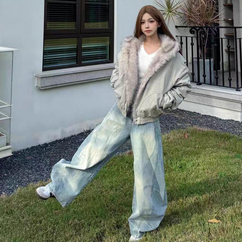 Couple Winter Short Warm Jacket Thickened Hooded Coat with Soft Fur Collar Comfortable