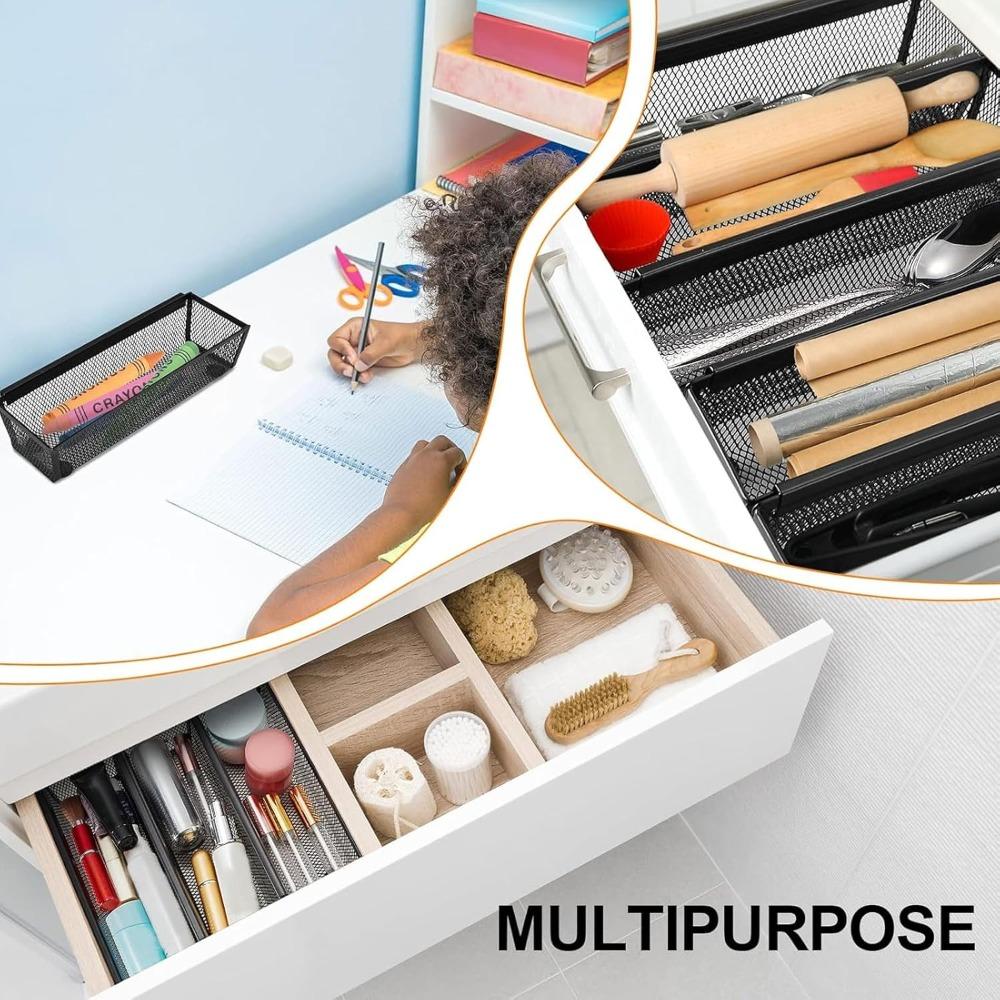 6 Pieces Mesh Drawer Cutlery Tray Ventilated Desktop Organizer Kitchen Utensil Storage Box  Bathroom