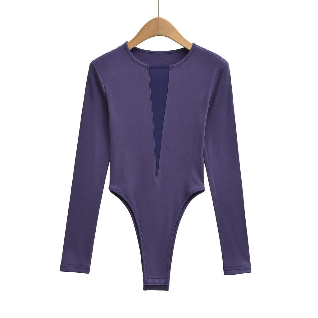 European and American Sexy Summer Mesh Long Sleeve Jumpsuit for Women