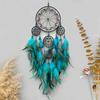 Vintage Blå Fjädrar Drömfångare Väggbonad Sovrumshängen Heminredning Handgjorda Vindspel För Semestergåvor