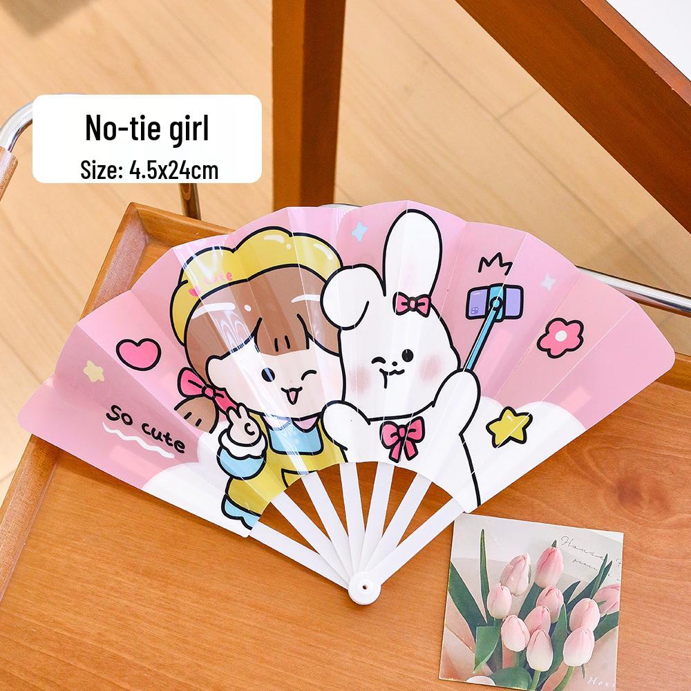 Adorable Foldable Cartoon Hand-Cranked Fan: High-Quality, Portable, Seven-Fold Design, Perfect Small Gift