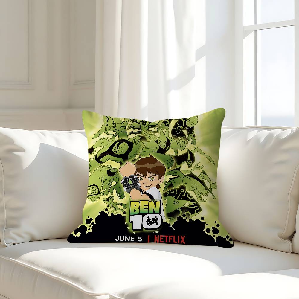 B-Ben10 Animated Cushion Cover Car Throw Pillow Case For Sofa Car Christmas Gift 40x40cm 45x45cm