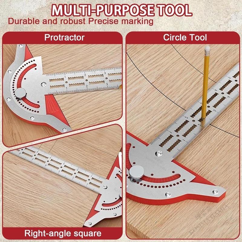 Stainless Steel Protractor Woodworkers Edge Ruler Angle Precision Carpenter Measuring Tool Accurate Long-lasting